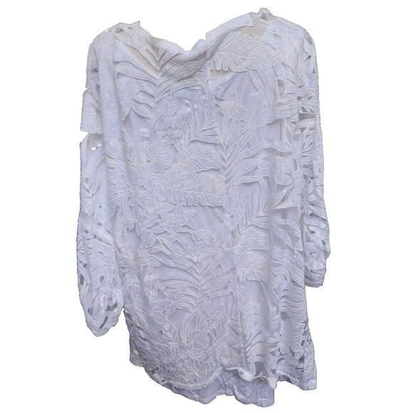 Notations 2 Piece Set Size 3X White Rayon/Poly Lace Top & Tank - Picture 6 of 10